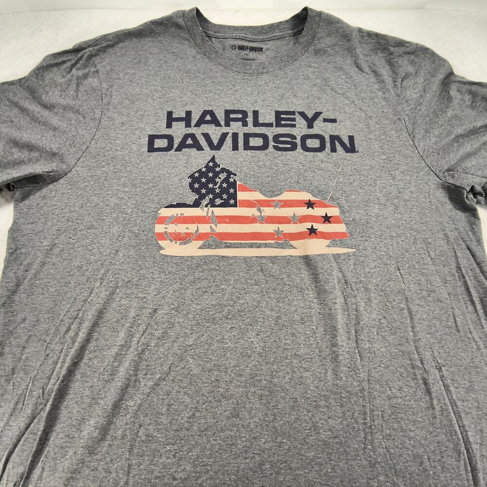 Harley Davidson Casual Short Sleeve Graphic Crew Neck Shirt Mens Size 3XL Gray